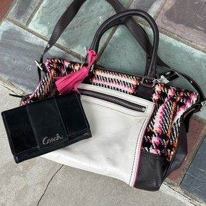 Coach tweed bag and Coach Penelope compact clutch wallet
